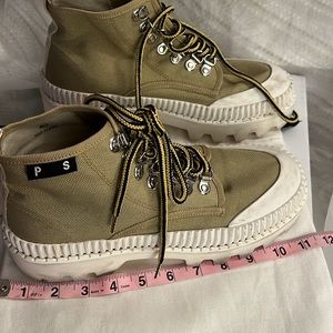 PROENZA SCHOULER combat boots Tan CANVAS HI TOPS/ Exc.Condition DISCOUNTED $250